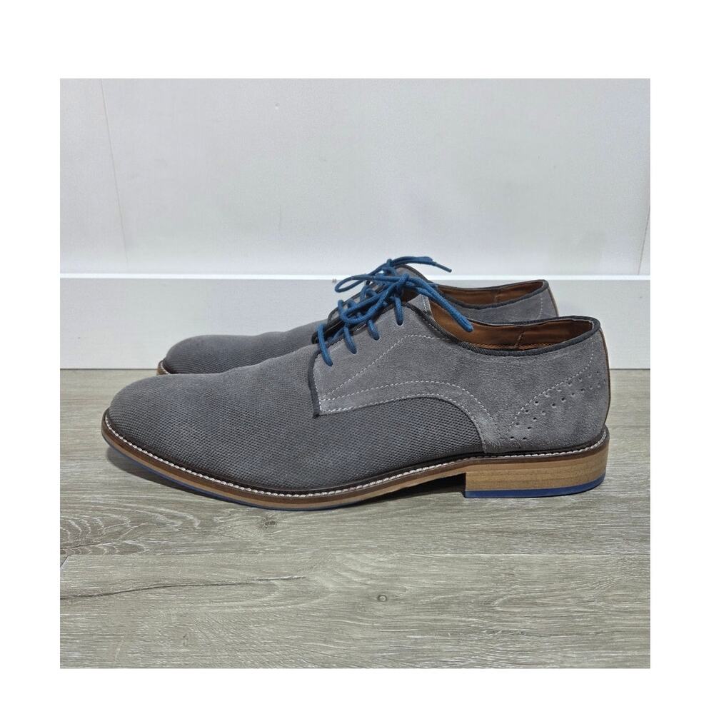 Stafford Men's Mison Gray Suede Water Resistant Oxford Dress Shoes Size 12